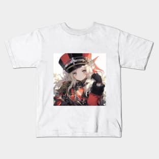 Redcoat Beauty - Elegant Anime Lady in British Army Attire Kids T-Shirt